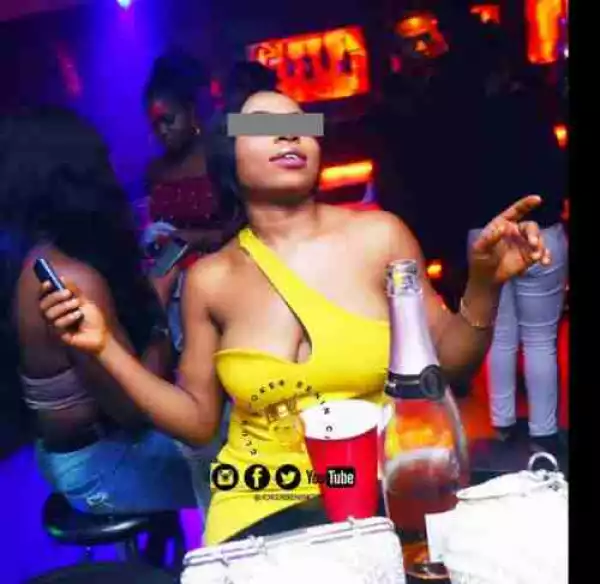  Another Lady Rocks Braless Cleveage-Baring Outfit To Benin Night Club. See Reactions